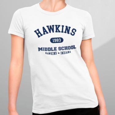 Imagem de Camiseta Feminina Hawkins School Serie Stranger Things 100% Algodão Pr