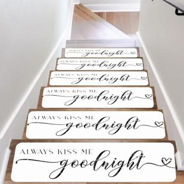 Imagem de Escada antiderrapante de 20,3 x 76,2 cm, tapete de escada de borracha Always Kiss Me Goodnight Laváveis, reutilizáveis para degraus de madeira, escadas de segurança interna