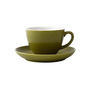 Imagem de Xícara de café moderna de cerâmica multicolorida de 310 ml, marca de cerâmica doméstica, escritório, copo de bebida, chávena de chá (verde)