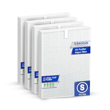 Imagem de Bagean Filtro C545 HEPA S compatível com filtro de purificador de ar Winix 1712-0096-00 - H13 HEPA verdadeiro com filtros de carvão ativado 99,97% partículas e purifica o ar (4 HEPA)