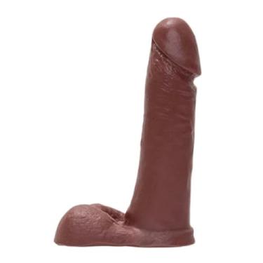 Imagem de Prótese Realística Maciça Com Escroto 17 X 3,5Cm Brinquedo Erótico Dildo Macio e Aveludado MAN16 (CHOCOLATE)