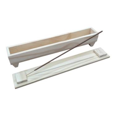 Imagem de Porta Incenso em Madeira Natural com Tampa, 27cm de Comprimento, 4.5cm de Largura, 5.5cm de Altura