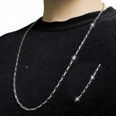 Imagem de Corrente Colar Tijolinho Prateada Aço Inox Unissex Masculina Feminina 