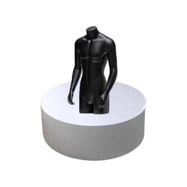 Imagem de Suporte de pedestal de cilindro redondo para loja de roupas - Base de manequim de chão para exibição de sapatos e bolsas - Adereços e colecionáveis de festa de casamento - branco, 40 x 20 cm/15,8 x