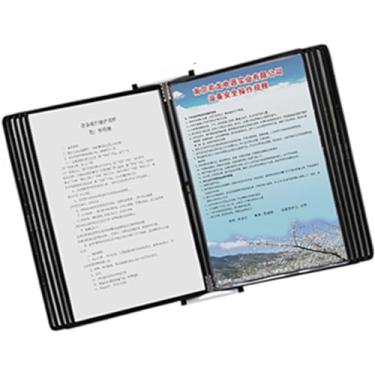 Imagem de Suporte de exibição de catálogo de montagem na parede A4 - Suporte flip para livros de 10 páginas, pasta de metal para pendurar na parede para pôsteres e referência, capacidade para 20 folhas