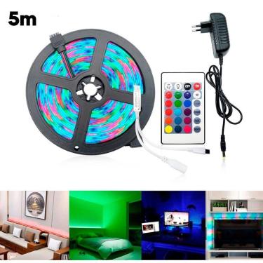 Imagem de Fita Led Rgb 5M Luz Digital Controlador Decoração Colorido