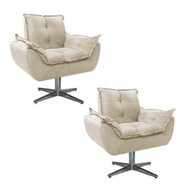 Imagem de kit 02 Poltronas Opala Base Giratória de Metal Sintético - Amarena Móv