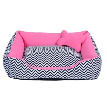 Imagem de CAMINHA PET 80 X 70 GG CAMA PARA CACHORRO ENCHIMENTO SILICONE COM ZIPER FUNDO IMPERMEAVEL(Chevron Pink)