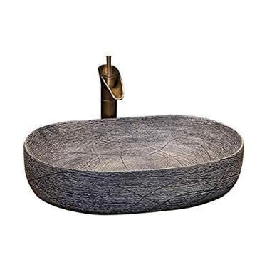 Imagem de Bancada de pia de banheiro retrô porcelana cerâmica vaso de banheiro pia arte decoração de bacia