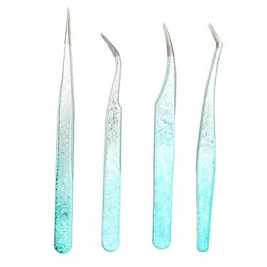 Imagem de Pinças de arte de unhas de aço inoxidável, leve, ponta fina, ferramentas profissionais de decoração de unhas para salão de beleza, uso doméstico, conjunto de 4