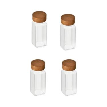 Imagem de Pote De Vidro Quadrado De 40oz Para Temperos Com Tampa De Madeira De A