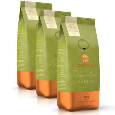 Imagem de Café em Grãos Premium Orfeu Catucaí Kit 3 Pacotes de 250g