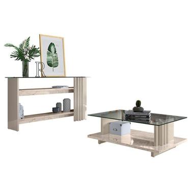 Imagem de Aparador E Mesa De Centro Frizz Calacata Off White - Madetec