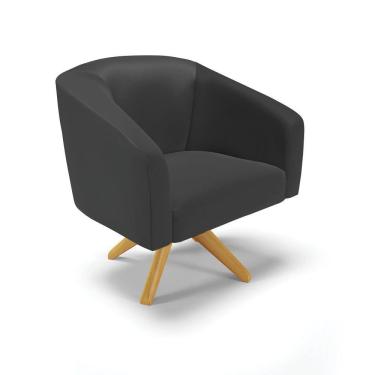 Imagem de Cadeira Sala De Jantar Giratória Ma30 Stella Sintético D03 - D'rossi Cor Preto