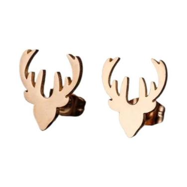 Imagem de Brincos De Cabeça De Veado Pretos Para Mulheres, Joias De Natal Em Aço