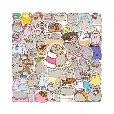 Imagem de Adesivos Kawaii Chunky Cat 50PCS À Prova d'Água, Decalques Estéticos P
