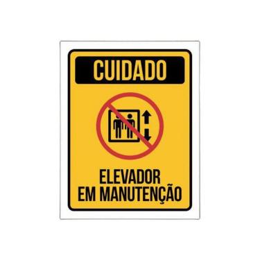 Imagem de Placa De Sinalização Cuidado Elevador Em Manutenção 27X35