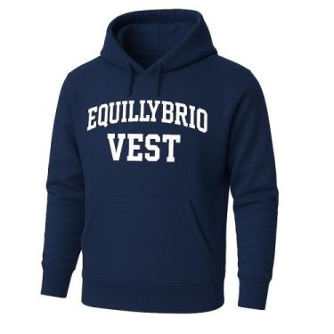 Imagem de Moletom Canguru Equillybrio Vest Com Capuz e Bolso Moderno, Azul marin