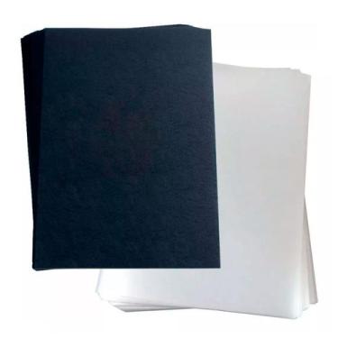Imagem de Kit capa encadernação A4 transparente lisa + preta couro 200 - Cassmar