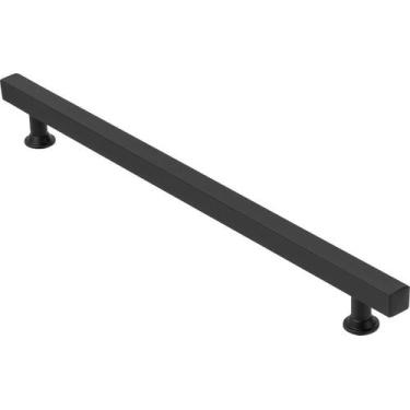 Imagem de Puxador Quadrado Preto Fosco Para Porta 60Cm - 1 Lado Só - Metalcromo