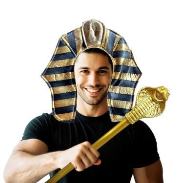 Imagem de Kit Acessório Fantasia Egípcio Faraó Juvenil Adulto: Tiara Egípcia + C