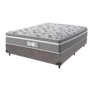 Imagem de Cama Box Casal 138 Suede Cinza com Colchão De Molas Ensacadas - Probel