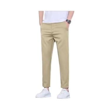 Imagem de Calças Casuais Masculinas De Corte Reto Na Altura Do Tornozelo, Verão 