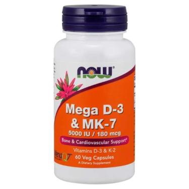 Imagem de Vitamina D3 5000ui + k2 MK7 180mcg (60 VCAPS) Now Foods, Suplemento Al