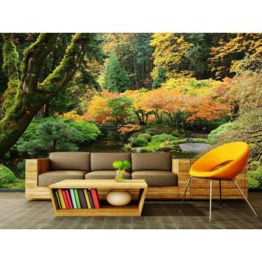 Imagem de Papel de Parede Autocolante Floresta 1x1m PVC Vinílico Lisa