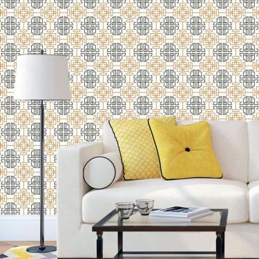 Imagem de Papel De Parede Quadrados Geométrico Preto E Amarelo Adesivo