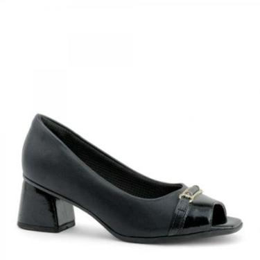 Imagem de Sapato Salto Bloco Médio Peep Toe Piccadilly Feminino-Feminino