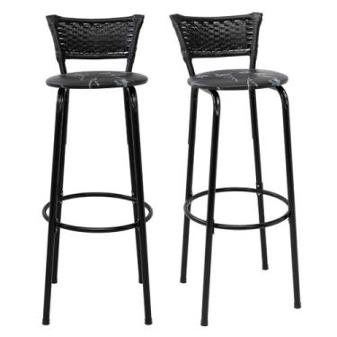 Imagem de Kit 2 Banqueta Bancos 80cm Balcão Americana Bar Bancada Cozinha Gourme