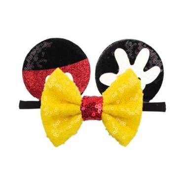 Imagem de Faixas De Cabelo Elásticas Bebê Minnie Mickey Mouse 2.8IN De Nylon Mac