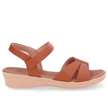 Imagem de Sandalia usaflex anabela baixa ref ud04011 feminino, Marrom, 38