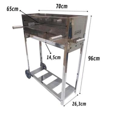 Imagem de Churrasqueira de Inox Espetinho Carrinho Churrasco Móvel - INOX LAURIN
