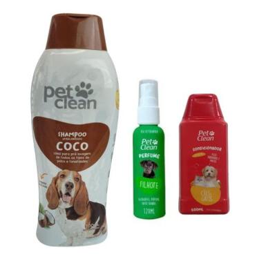 Imagem de Kit POP Pet Clean Shampoo + Perfume + Condicionador Pet Cães, Coco + P