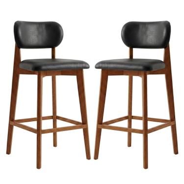 Imagem de Kit 2 Banquetas em Madeira Laura Estofada Couríssimo Preto CCS