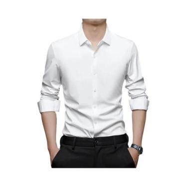 Imagem de Camisa Branca Masculina Slim Fit Ultra Stretch De Manga Longa, Casual 