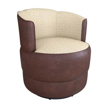 Imagem de Poltrona Decorativa Giratória Base De Ferro Marselha Boucle Millenium Cinza Matrix Sintetico Rustico Linho Mileniun