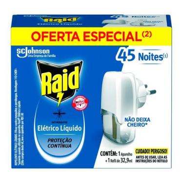 Imagem de Repelente Elétrico Líquido Raid Aparelho + Refil 32,9ml, 32,9 ml