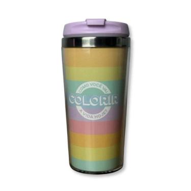 Imagem de Copo Térmico Feminino Colorido Garrafa 450ml quente ou frio - Clio