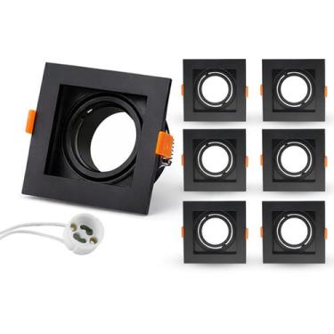 Imagem de Kit 6 Spots Recuado Embutir Led Mr16 Gu10 Quadrado Luminária Teto Sala