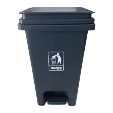 Imagem de Lixeira Plástica Com Pedal 20l Cinza Banheiros Cozinhas - Nobre