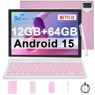 Imagem de IWEGGO Android 15 Tablet, 10 polegadas 12GB RAM + 64GB ROM / 1TB Expansão, 1.8Ghz Quad-core Processador, 8MP Câmera 6000mAh Bateria, 1280*800 Touchscreen, 2 em 1 Tablets com Keyboard Case Mouse Stylus