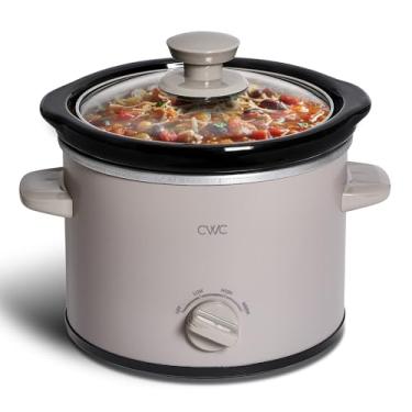 Imagem de COOK WITH COLOR Mini Panela Elétrica Redonda De Cozimento Lento 2 Qt - Configurações Ajustáveis, Cerâmica Removível, Tampa Vidro Temperado, Lavável Na Máquina Lavar Louças, Alças Laterais Frias Ao T