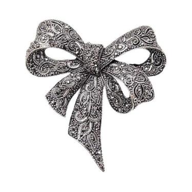 Imagem de Broche de arco cravejado de strass feminino, acessórios de roupas da m