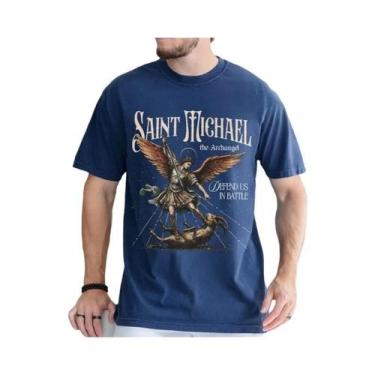 Imagem de Camiseta Cristã Confortável Colorida De São Miguel Arcanjo Para Homens