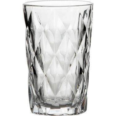 Imagem de Copo de Vidro Diamante Clear 350ML para Água Sucos e Drinks em Material Resistente com Design Facetado Transparente