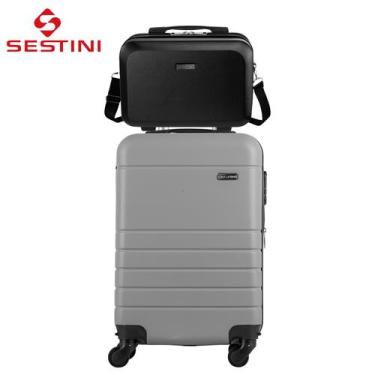 Imagem de Mala Bordo 10kg e Frasqueira Em ABS Super Resistente Original Sestini 