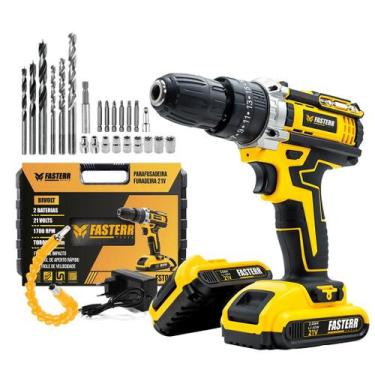 Imagem de Parafusadeira Furadeira De Impacto Sem Fio 2 Baterias 21V 3/8 Com Male